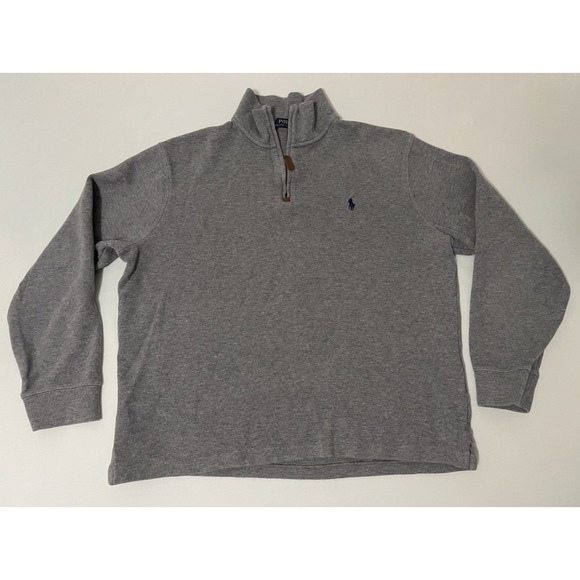 Polo Ralph Lauren Other - Polo Ralph Lauren Sweater Mens Large Gray Cotton Knit Preppy 1/4 Zip Blue Pony